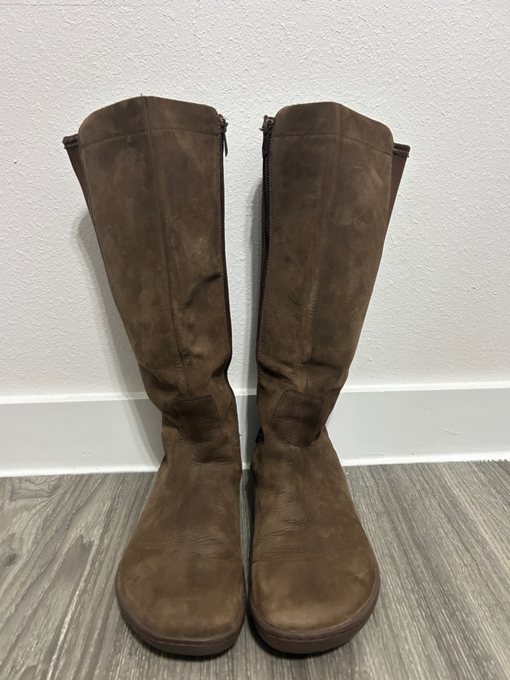 Vivo Barefoot Women's Tall Brown Suede Zip Boots